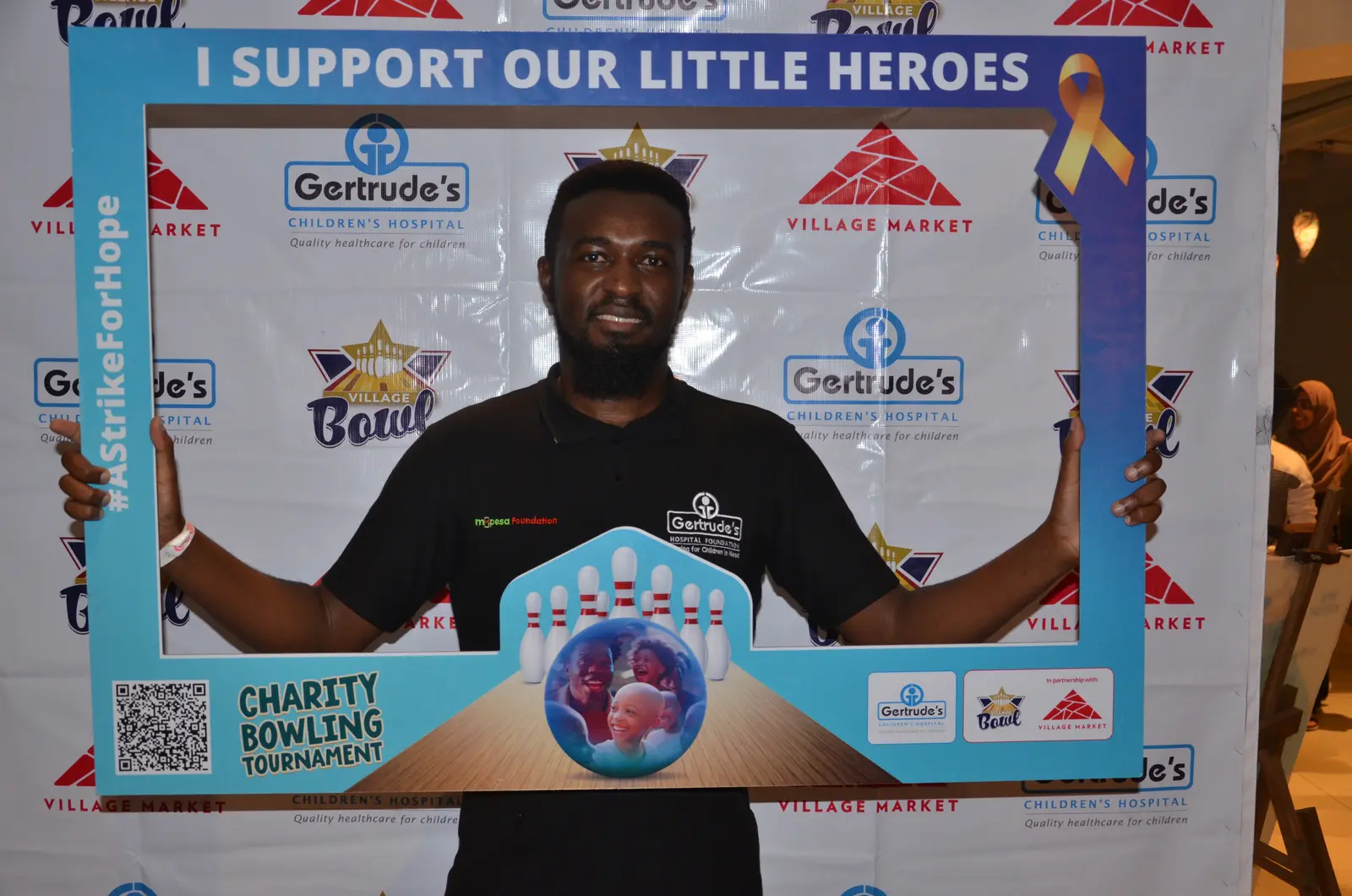 A participant at the Gertrude's charity corporate bowling event